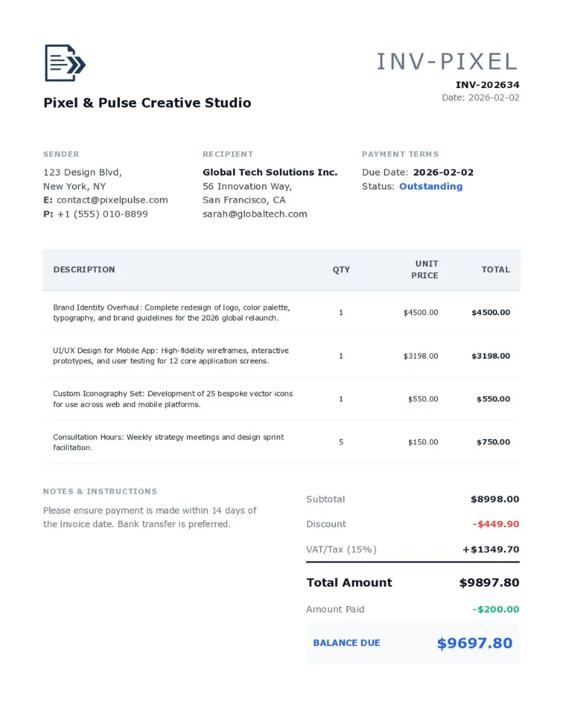 Professional Invoice Template Preview 5